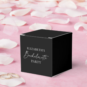 Minimalist Calligraphy Bachelorette Party Black Favour Box