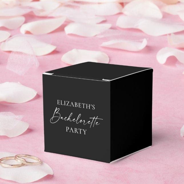 Minimalist Calligraphy Bachelorette Party Black Favour Box (Wedding)