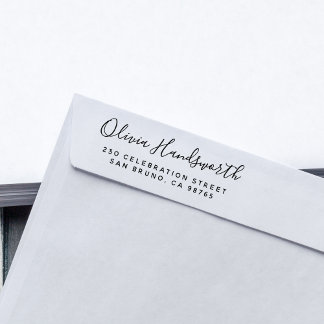 Minimalist Calligraphy Basic Custom Return Address Rubber Stamp