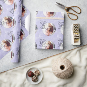 Minimalist  Calligraphy Birthday Photo Grandma Wrapping Paper