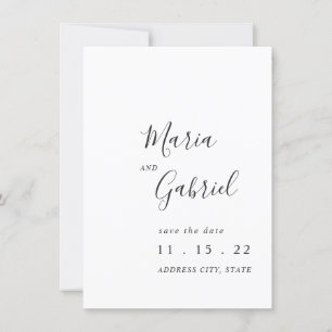 Minimalist calligraphy black white Wedding Save The Date