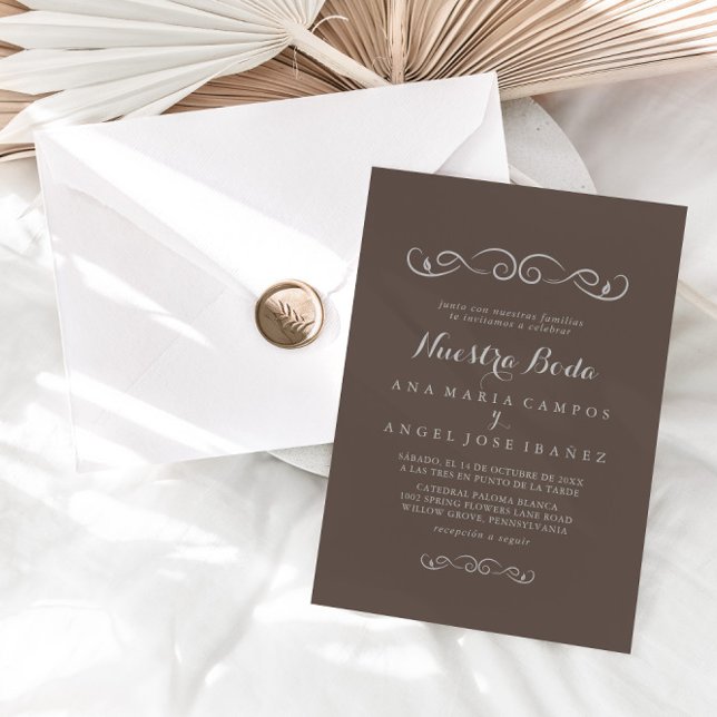 Minimalist Calligraphy Boho Nuestra Boda Wedding Invitation (Creator Uploaded)