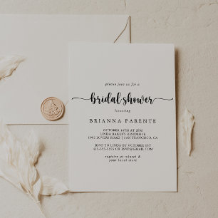 Minimalist Calligraphy Bridal Shower Invitation