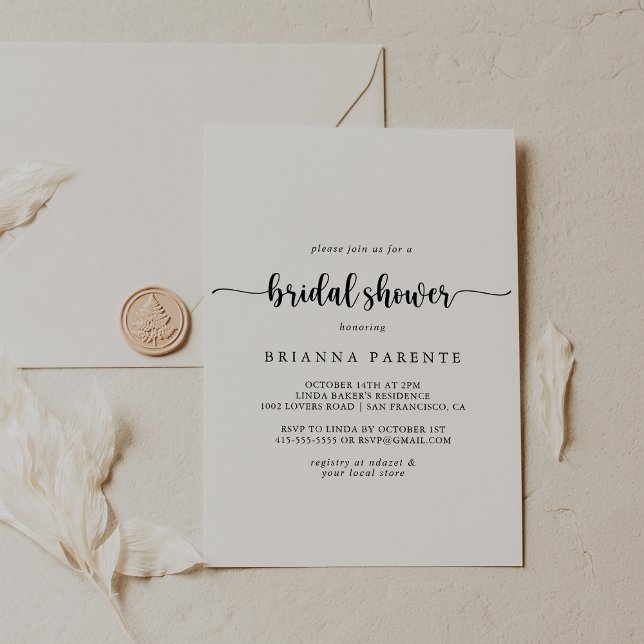 Minimalist Calligraphy Bridal Shower Invitation (Creator Uploaded)