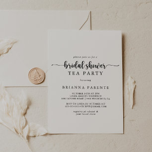 Minimalist Calligraphy Bridal Shower Tea Party  Invitation