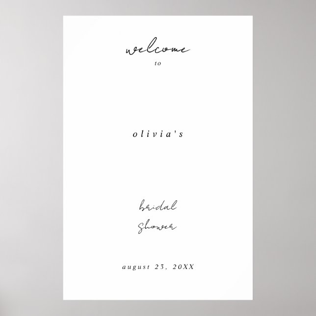 Minimalist Calligraphy Bridal Shower Welcome Poster (Front)