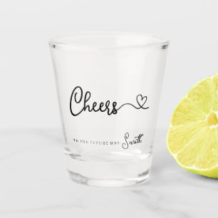 Minimalist Calligraphy Cheers to the Future Mrs Shot Glass