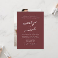 Minimalist Calligraphy Cinnamon Rose Wedding Photo