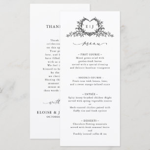 Minimalist Calligraphy Crest Double-Sided Wedding Menu