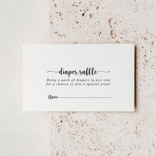 Minimalist Calligraphy Diaper Raffle Ticket  Enclosure Card