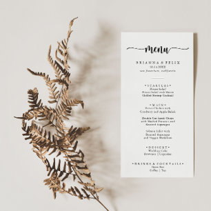 Minimalist Calligraphy Dinner Menu