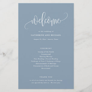 Minimalist Calligraphy Dusty Blue Paper Program