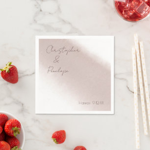 Minimalist Calligraphy Dusty Pink Watercolor Napkin