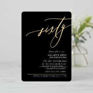 MINIMALIST Calligraphy elegant 60th party black