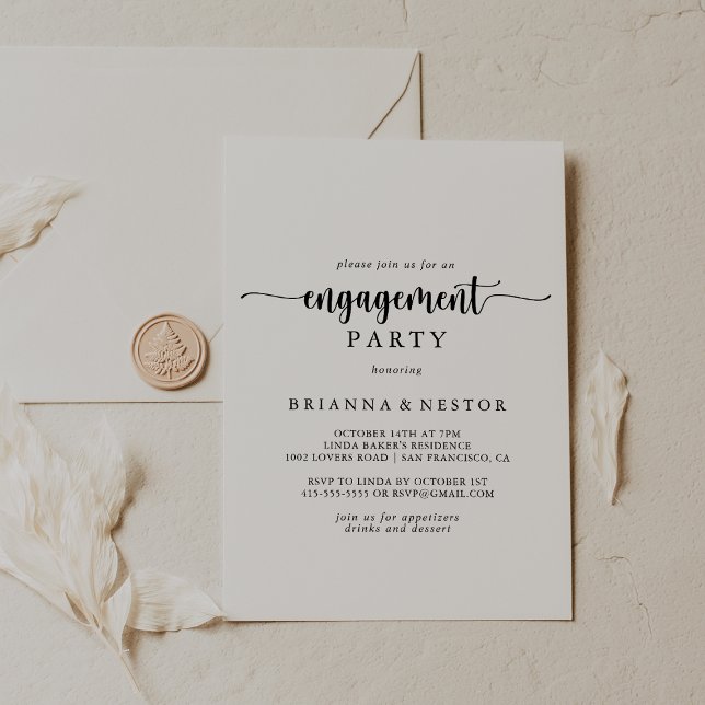 Minimalist Calligraphy Engagement Party Invitation (Creator Uploaded)