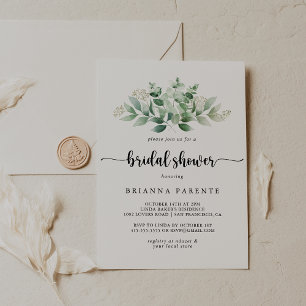 Minimalist Calligraphy Eucalyptus Bridal Shower  Invitation