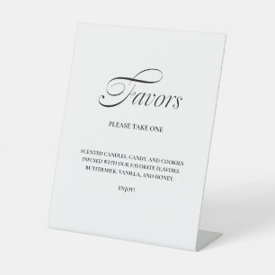 Minimalist Calligraphy Favours White Wedding Pedestal Sign