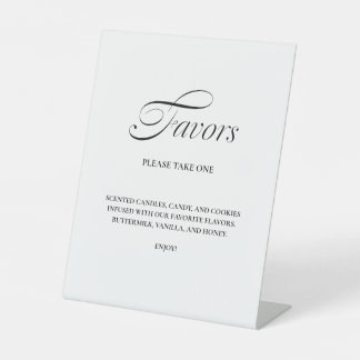 Minimalist Calligraphy Favours White Wedding Pedestal Sign