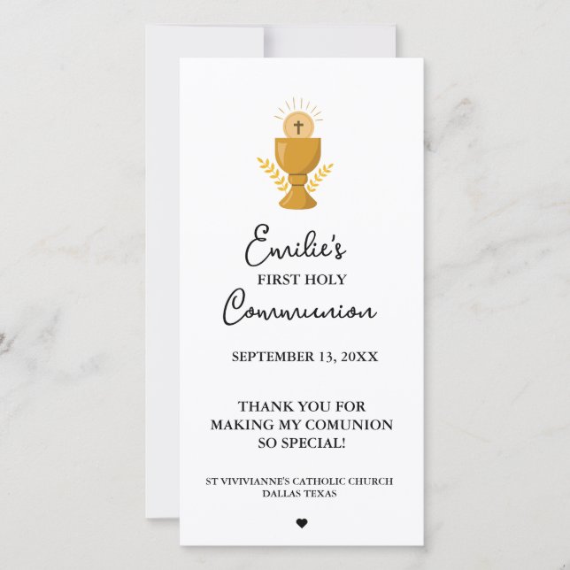 Minimalist Calligraphy First Holy Communion Prayer (Front)