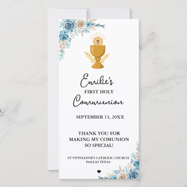 Minimalist Calligraphy First Holy Communion Prayer (Front)