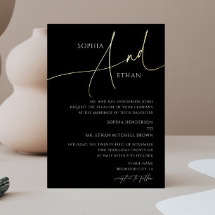 Minimalist Calligraphy Formal Black Wedding
