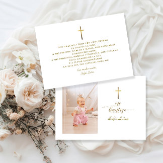 Minimalist Calligraphy Gracias Con Oración Bautizo Thank You Card