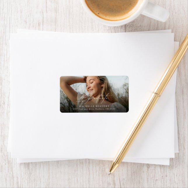 Minimalist Calligraphy Graduation Photo Address Label (Insitu)