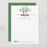 Minimalist Calligraphy Green Eucalyptus Wedding  Advice Card<br><div class="desc">This minimalist calligraphy green eucalyptus wedding advice card is perfect for a rustic wedding. The design features hand-painted watercolor green eucalyptus, inspiring natural beauty. These cards are perfect for a wedding, bridal shower, baby shower, graduation party & more. Personalise the cards with the names of the bride and groom, parents-to-be...</div>