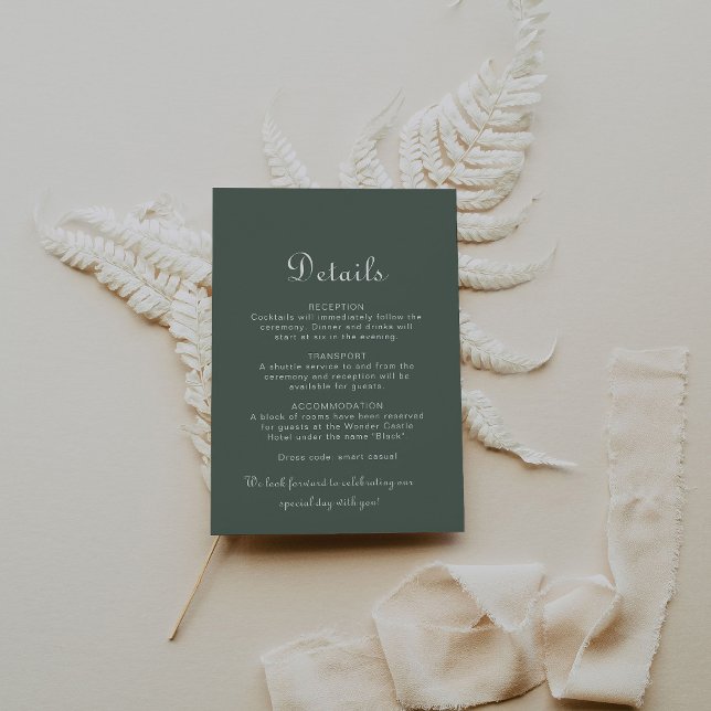 Minimalist Calligraphy Green Wedding Details   Enclosure Card (Creator Uploaded)