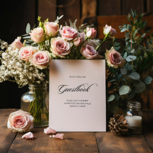 Minimalist Calligraphy Guestbook White Wedding Pedestal Sign