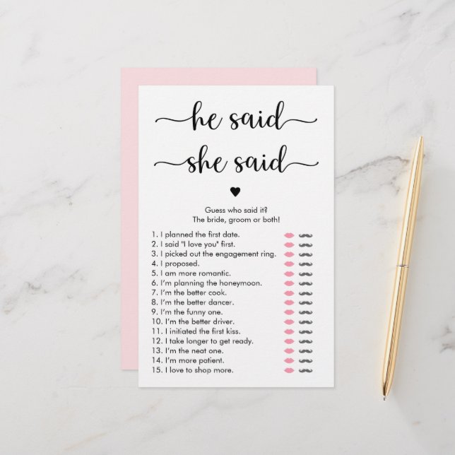 Minimalist Calligraphy He Said She Said Game (Front/Back In Situ)