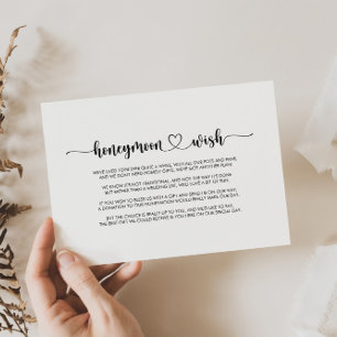 Minimalist Calligraphy Honeymoon Wish Enclosure Card