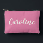 Minimalist Calligraphy Hot Pink Personalised Name  Accessory Pouch<br><div class="desc">This stylish accessory pouch features a minimalist calligraphy design with a bold hot pink name,  combining simplicity with vibrant colour. Perfect for organising makeup,  travel essentials,  or adding a chic touch to your daily routine. This unique design makes it a thoughtful gift for anyone who loves sleek,  modern accessories.</div>
