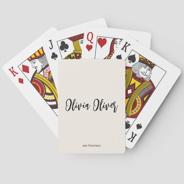 Minimalist Calligraphy Ivory Cream Modern Branding Playing Cards (Back)