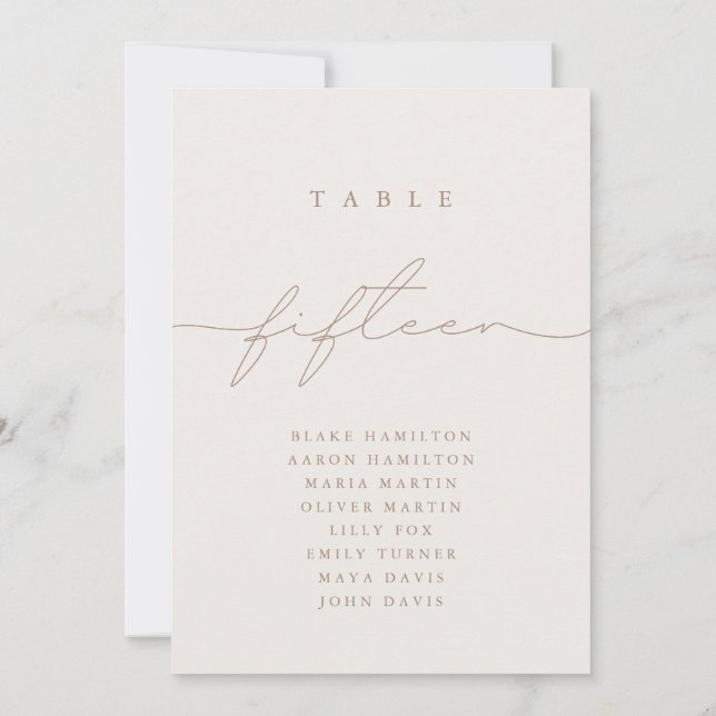 Minimalist Calligraphy Ivory Table Number (Back)
