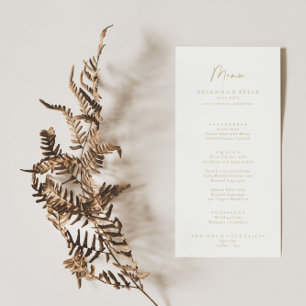 Minimalist Calligraphy Modern Elegant Gold Dinner  Menu
