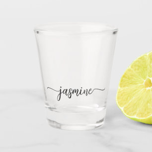 Minimalist Calligraphy Monogram Girly Script Shot Glass