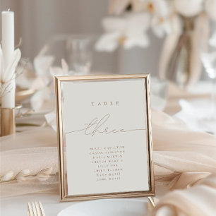 Minimalist Calligraphy Neutral Three Table Number