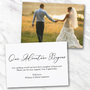 Minimalist Calligraphy Our Adventure Thank You Card