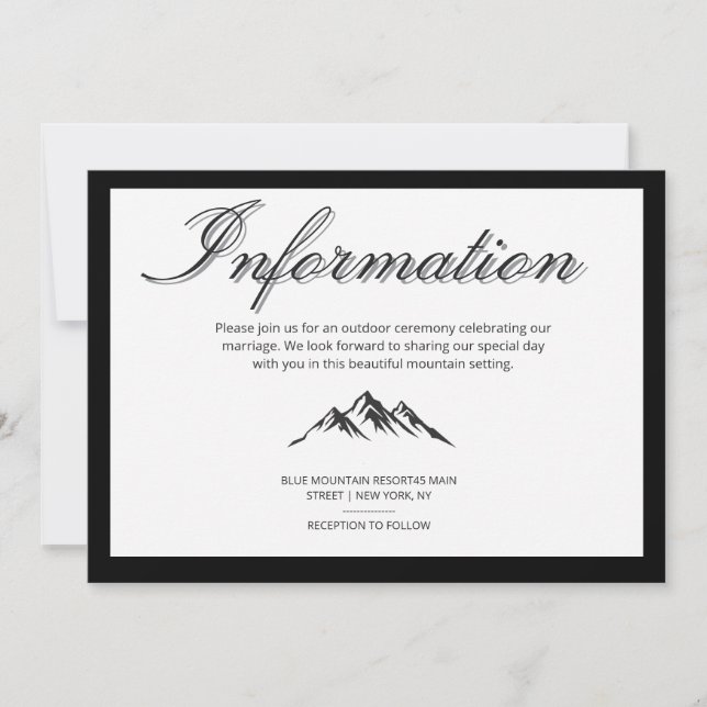 Minimalist Calligraphy Outdoor Wedding Information Invitation (Front)