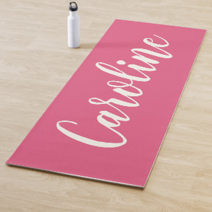 Minimalist Calligraphy Personalised in Hot Pink Yoga Mat