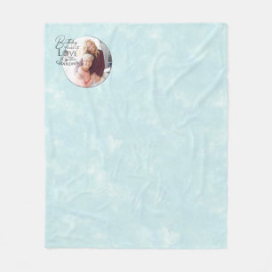 Minimalist Calligraphy Photo Birthday Grandma Fleece Blanket