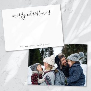 Minimalist Calligraphy Photo Christmas Holiday Card