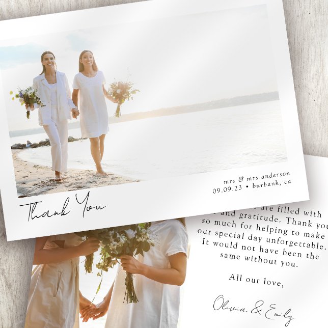 Minimalist Calligraphy Photo Wedding  Thank You Card (Creator Uploaded)