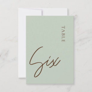 Minimalist Calligraphy Sage Table six Table Number