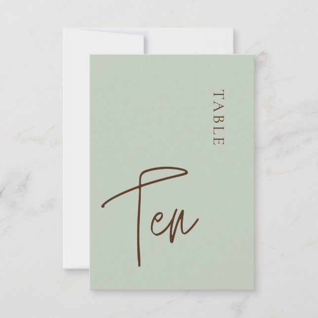 Minimalist Calligraphy Sage Table ten Table Number (Front)