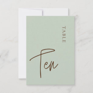 Minimalist Calligraphy Sage Table ten Table Number