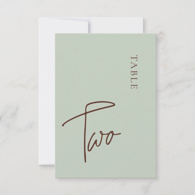 Minimalist Calligraphy Sage Table two Table Number (Front)