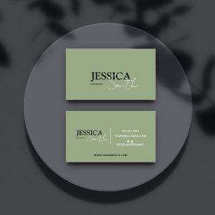 Minimalist Calligraphy Script Boho Sage Green  Business Card