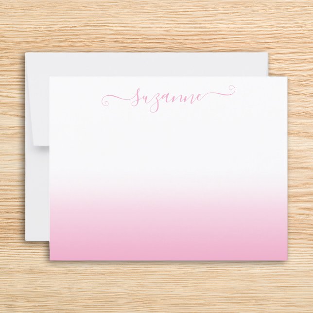 Minimalist Calligraphy Script Light Pink Ombre Card (Minimalist Calligraphy Script Light Pink Ombre Note Card)